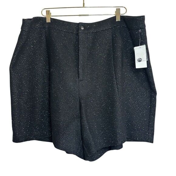 1. State Women Black Gold Tweed Boucle Casual Shorts Plus Size 22W Festive - Picture 1 of 8